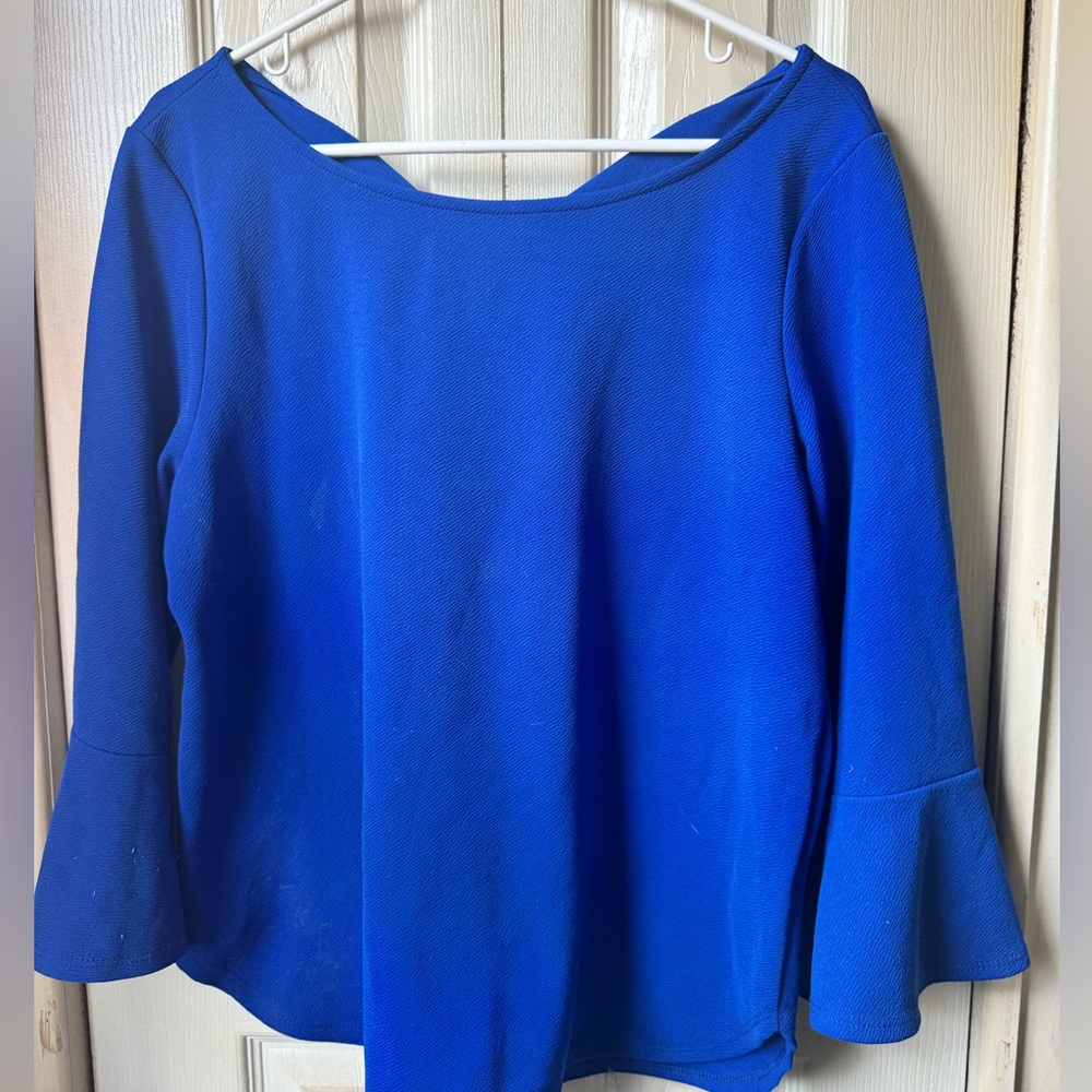 Teacher, Long sleeve blue blouse
